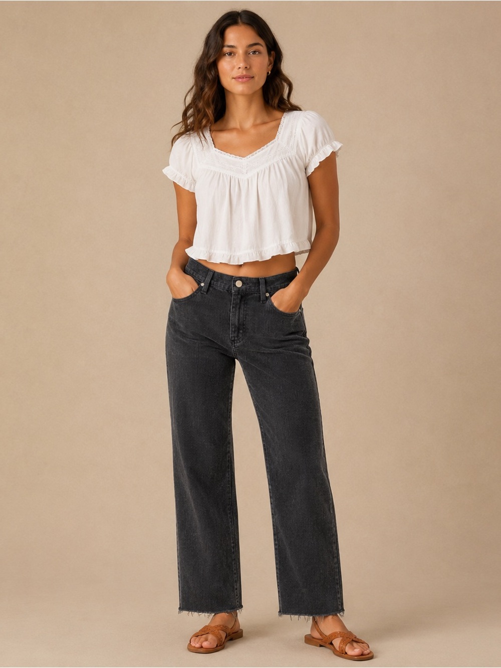 FDJ Natural Fit Corduroy Grey/Black Jeans Size 8 Pants